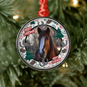 Custom Personalised Horse Photo Christmas Metal Tree Decoration