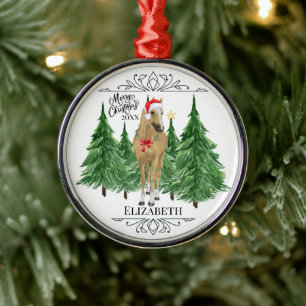 Custom Personalised Horse Watercolor Christmas Metal Tree Decoration
