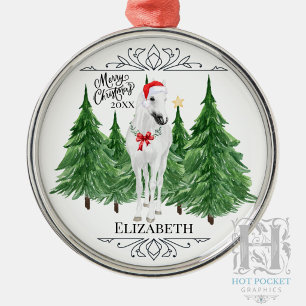 Custom Personalised Horse Watercolor Christmas Metal Tree Decoration