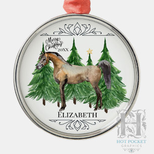 Custom Personalised Horse Watercolor Christmas Metal Tree Decoration