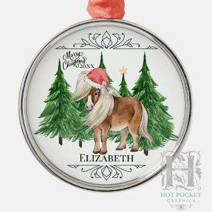 Custom Personalised Horse Watercolor Christmas Metal Tree Decoration