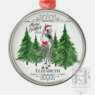 Custom Personalised Horse Watercolor Christmas Metal Tree Decoration