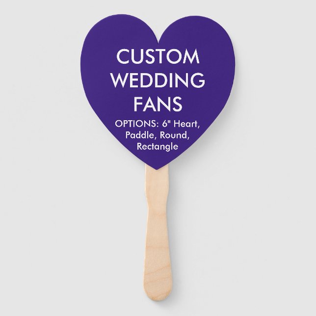 Custom Personalised INDIGO HEART WEDDING FANS (Front)