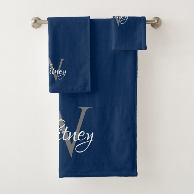 Custom Personalised Initial Script Monogram Bath Towel Set (Insitu)