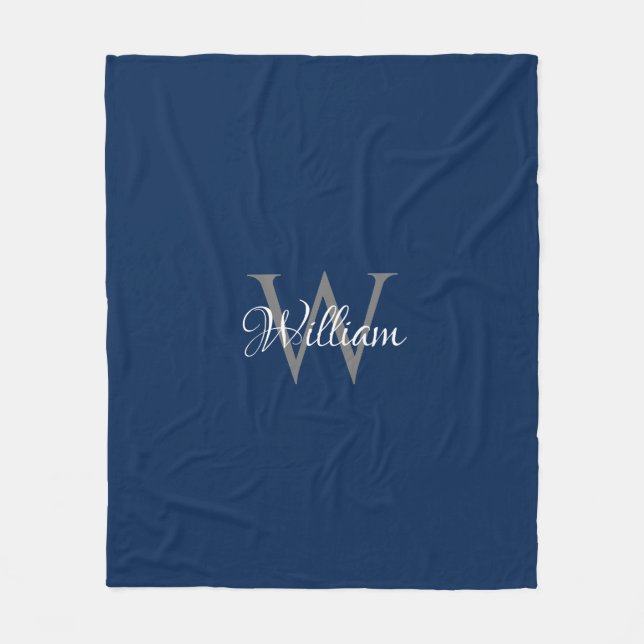 Custom Personalised Initial Script Monogram  Fleece Blanket (Front)