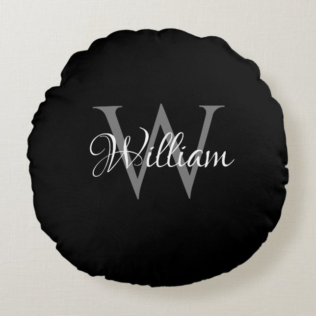 Custom Personalised Initial Script Monogram Round Cushion (Front)