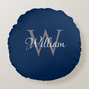 Custom Personalised Initial Script Monogram Round Cushion