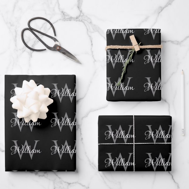 Custom Personalised Initial Script Monogram Wrapping Paper Sheet (Front)