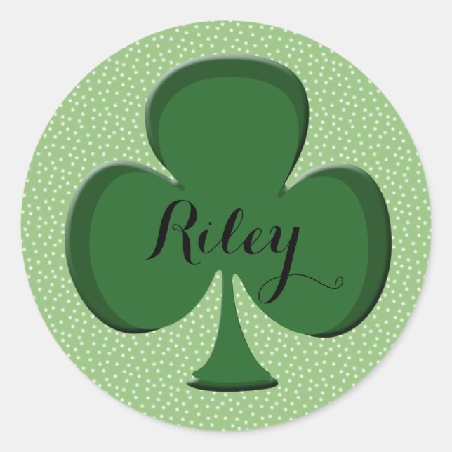 Custom Personalised Irish Shamrock Name Stickers  (Front)
