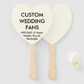 Custom Personalised IVORY HEART WEDDING FANS