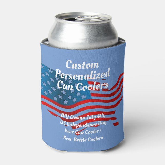 Custom Personalised July 4th Beer Can Cooler (Can Front)