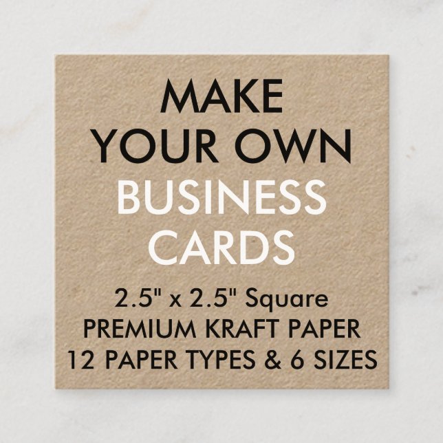 Custom Personalised KRAFT Square Business Cards (Front)