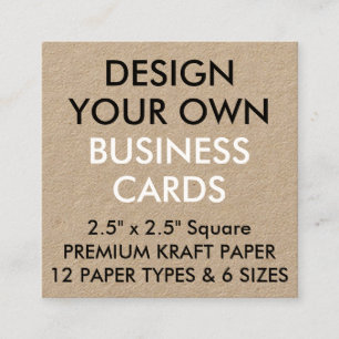 Custom Personalised KRAFT Square Business Cards