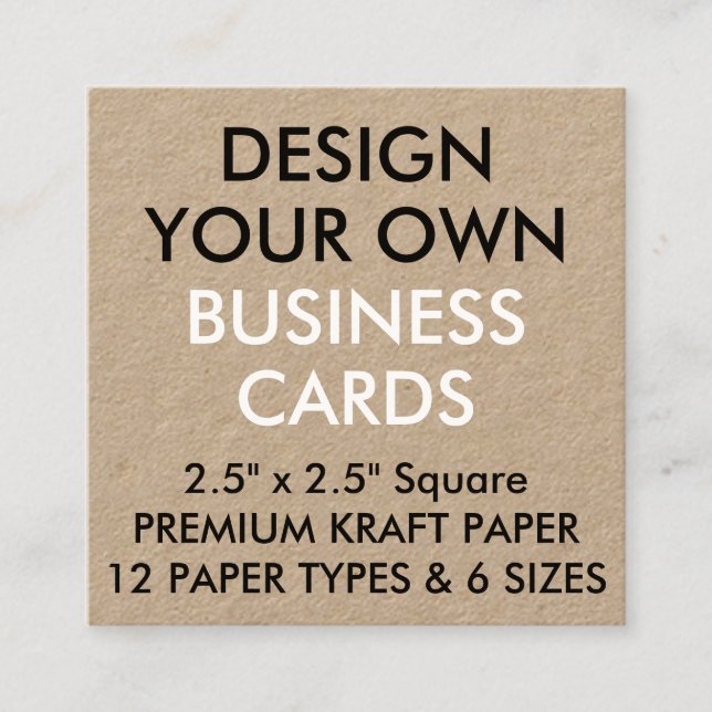 Custom Personalised KRAFT Square Business Cards (Front)
