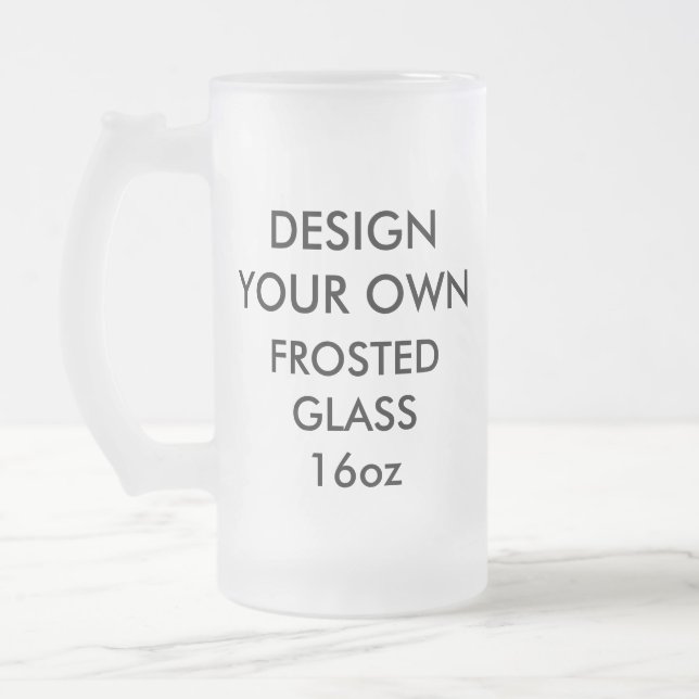 Custom Personalised Large 16oz Frosted Beer Glass Mug (Left)