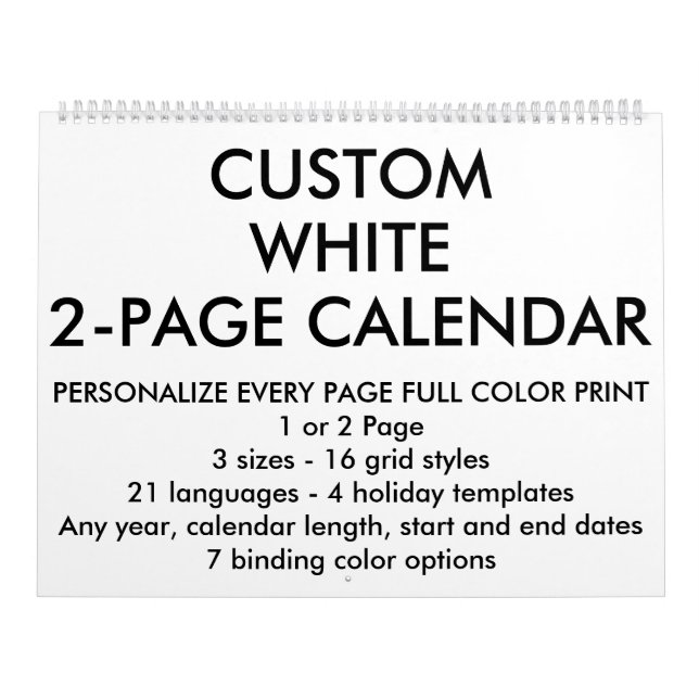 Custom Personalised Large 2-Page Calendar (Cover)
