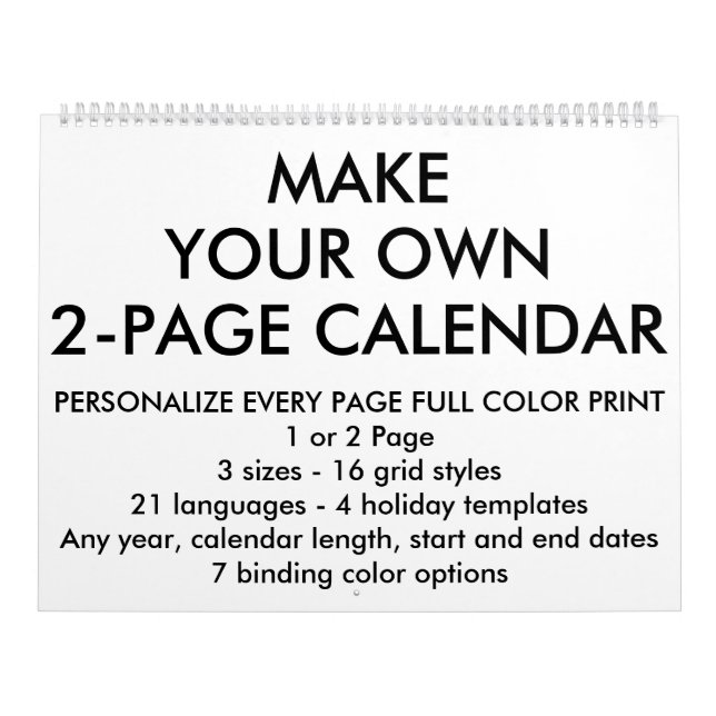Custom Personalised Large 2-Page Calendar (Cover)