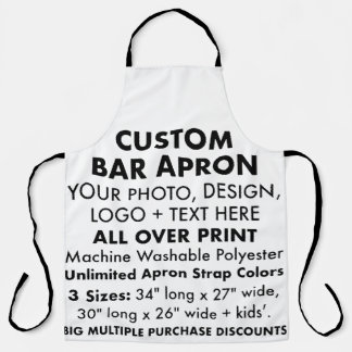 Custom Personalised Large All Over Print Bar Apron