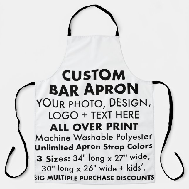 Custom Personalised Large All Over Print Bar Apron (Front)