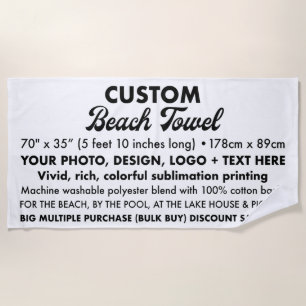 Custom Personalised Large Beach Towel 5' 10"