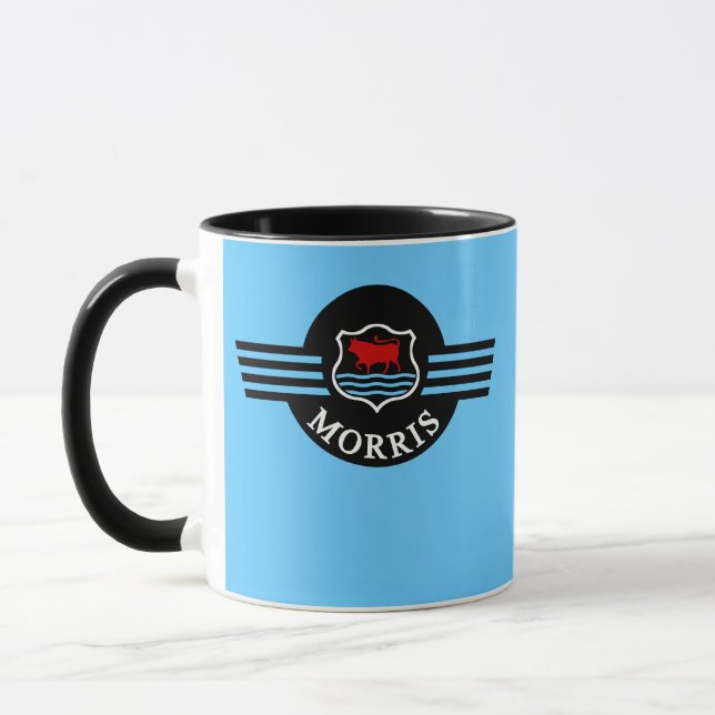 Custom Personalised Light Blue Morris Minor mug (Left)