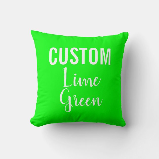 Custom Personalised LIME GREEN Throw Pillow (Front)