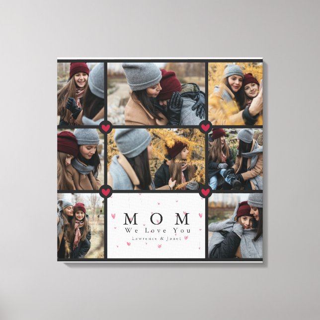 Custom Personalised Love You Mum 8 Photo collage Canvas Print (Front)