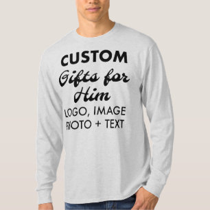 Custom personalised Men's Ash Grey Long Sleeve Tee