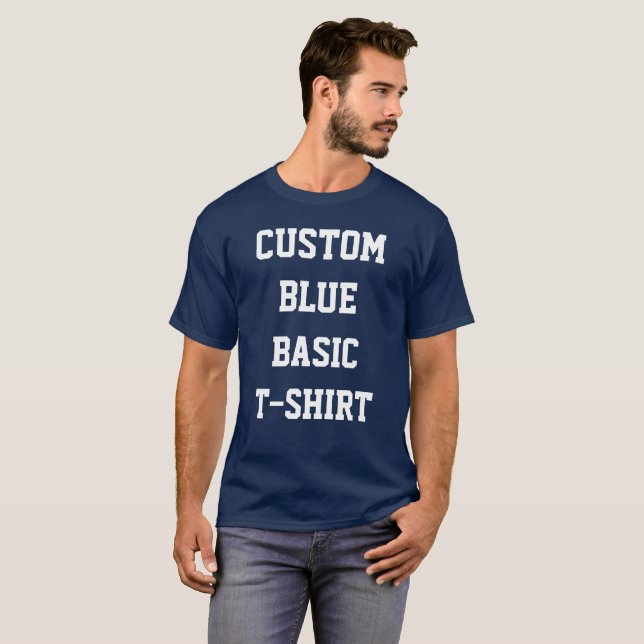 Custom Personalised Men's BASIC NAVY BLUE T-SHIRT (Front Full)