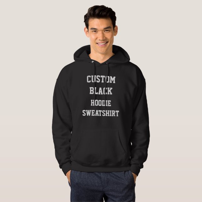 Custom Personalised Men's BLACK HOODIE SWEATSHIRT (Front Full)