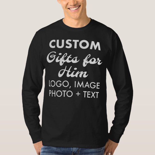Custom personalised Men's Black Long Sleeve Tee (Front)