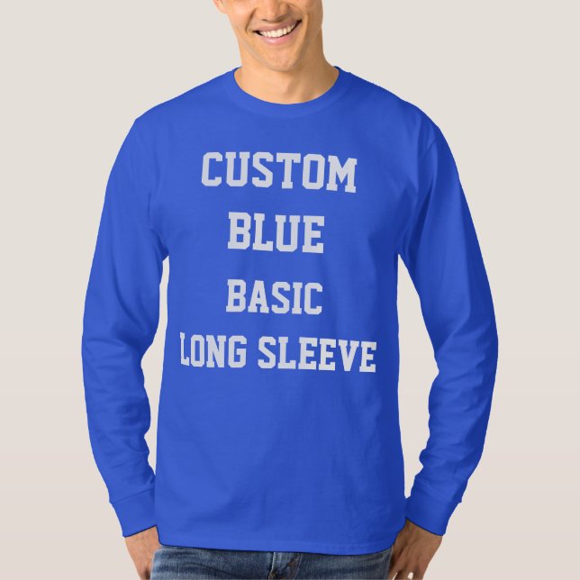 Custom Personalised Mens BLUE LONG SLEEVE T-SHIRT (Front)
