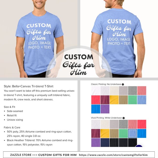 Custom personalised Men's Blue Tri-Blend T-Shirt Shirt (CUSTOM GIFTS FOR HIM
https://www.zazzle.com/store/customgiftsforhim/)