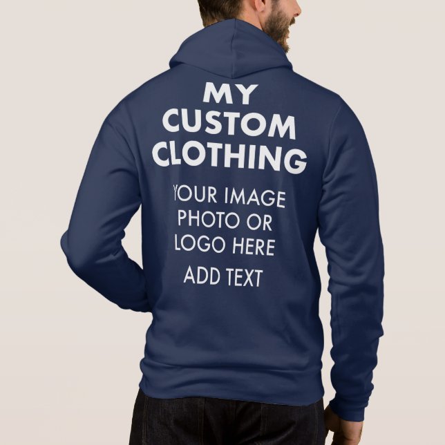 Custom Personalised MEN'S FULL ZIP HOODIE - NAVY (Back)