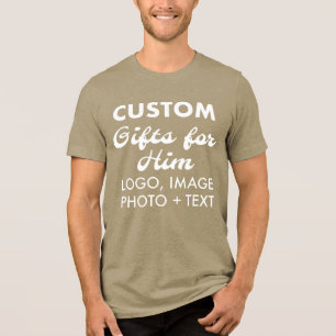Custom personalised Men's Green Tri-Blend T-Shirt Tri-Blend Shirt