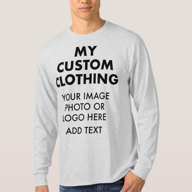 Custom Personalised MEN'S LONG SLEEVE (ASH GREY) T-Shirt (Front)