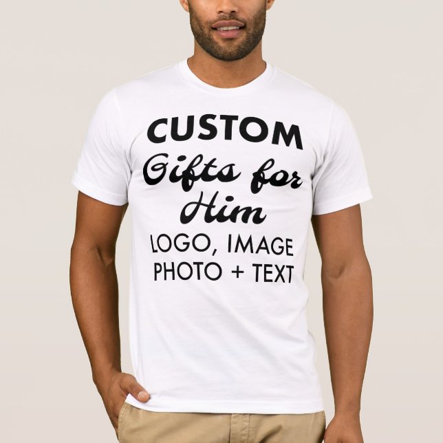 Custom personalised Men's Slim White T-Shirt (Front)
