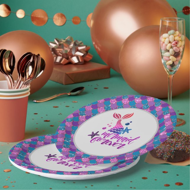 Custom Personalised Mermaid Themed Party Supplies  Paper Plate (Multi)