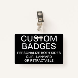 Custom Personalised METAL CLIP BADGE Template ID Badge
