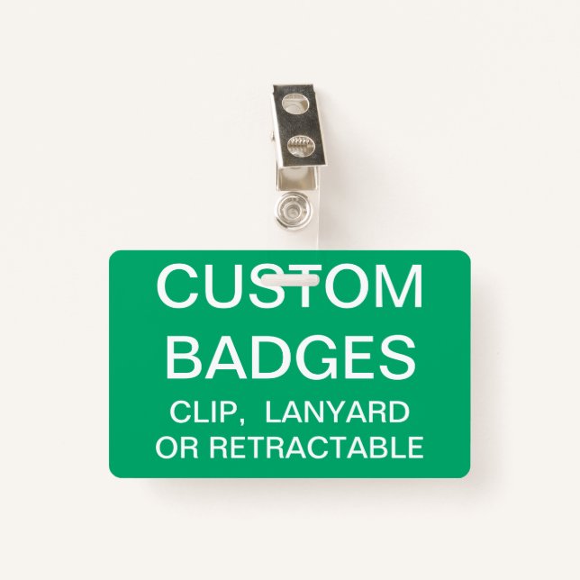 Custom Personalised METAL CLIP BADGE Template ID Badge (Front with Clip)