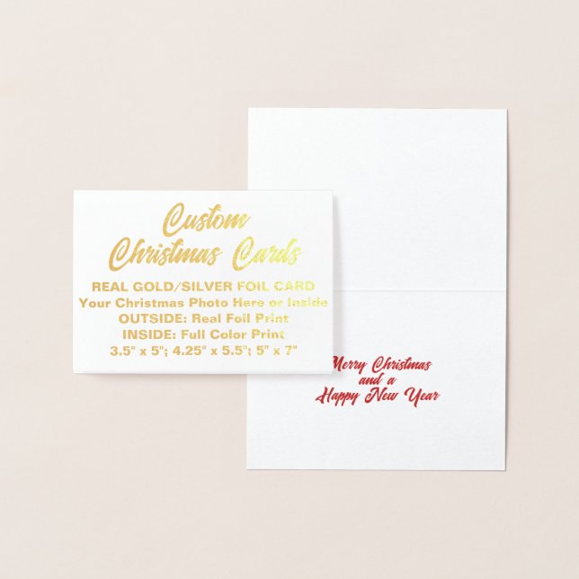 Custom Personalised MINI REAL FOIL CHRISTMAS CARD (Display)