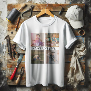 Custom Personalised Modern Cool 4 Photo Collage T-Shirt