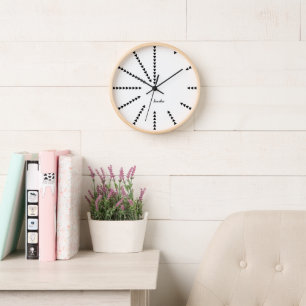 Custom Personalised Modern Decor Black White Wood Clock