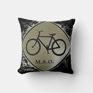 custom personalised Monogram Initials on Bike sign Cushion