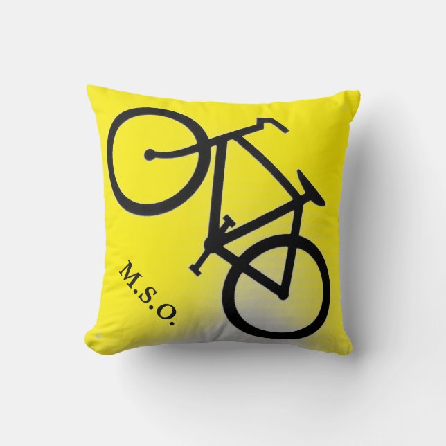 custom personalised Monogram Initials on Bike sign Cushion (Front)