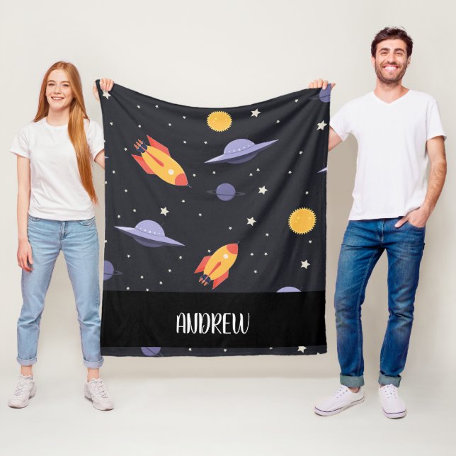 Custom personalised ,monogram outer space  fleece blanket (In Situ)