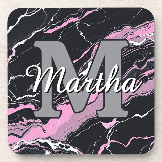 Custom Personalised Monogram Script Name Initial Coaster (Front)