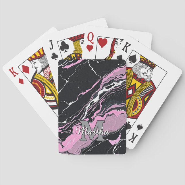 Custom Personalised Monogram Script Name Initial Playing Cards (Back)