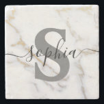 Custom Personalised Monogram Script Name Initial Stone Coaster<br><div class="desc">Custom Personalised Monogram Script Name Initial</div>