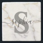 Custom Personalised Monogram Script Name Initial Stone Coaster<br><div class="desc">Custom Personalised Monogram Script Name Initial</div>